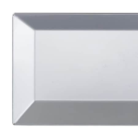 Smarty Had A Party 5.5" x 8.5" Silver Rectangular Plastic Dessert Plates (120 Plates), 120PK 6943-CASE